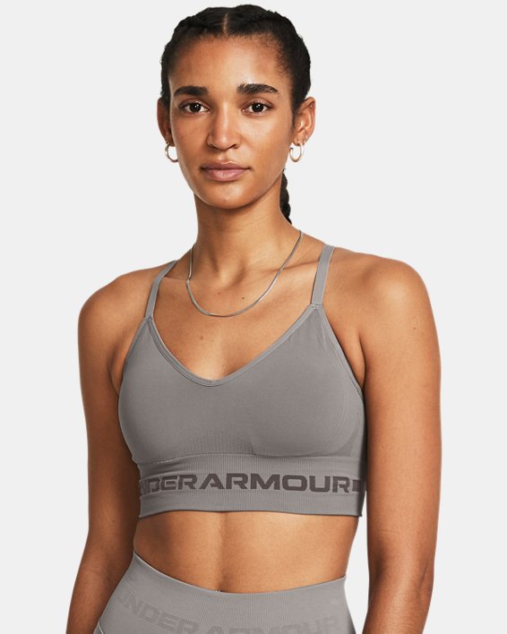 Women's UA Seamless Low Long Sports Bra in Gray image number 0